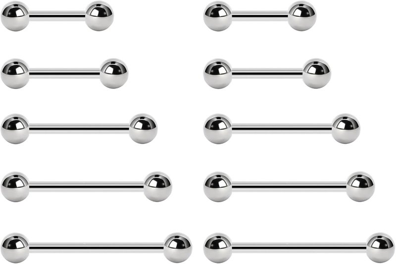 NewkeepsR 20G/18G/16G/14G/12G/10G Medical Implant Steel Nipple Tongue Piercing Barbell,Industrial Tongue Cheek Dimple Bars - Image 1